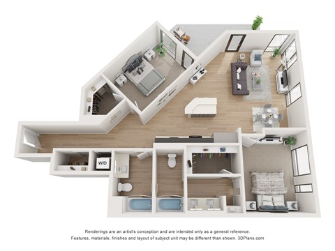 B5 Two bedroom floorplan at Star Harbor in Alameda, CA.